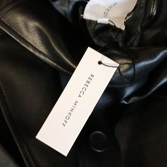 Rebecca Minkoff Sb Vegan Leather Coat W/belt - Picture 8 of 9
